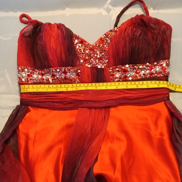 Multi color red gown - Picture 6 of 12